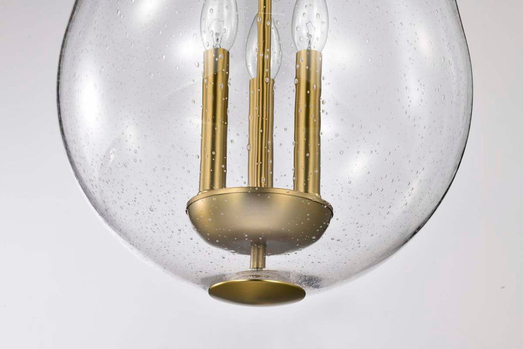 Pendant Nuvo 60-7804 Boliver 3 Light Pendant - 14 Inches - Vintage Brass Finish - Clear Seeded Glass Nuvo