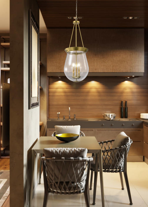 Pendant Nuvo 60-7804 Boliver 3 Light Pendant - 14 Inches - Vintage Brass Finish - Clear Seeded Glass Nuvo