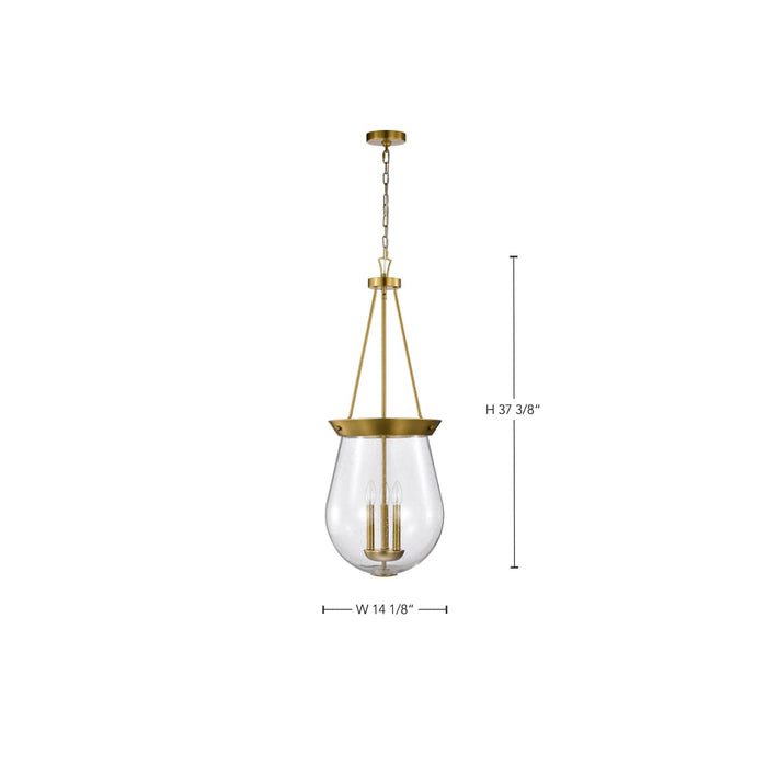 Pendant Nuvo 60-7804 Boliver 3 Light Pendant - 14 Inches - Vintage Brass Finish - Clear Seeded Glass Nuvo