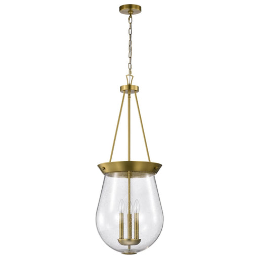 Pendant Nuvo 60-7804 Boliver 3 Light Pendant - 14 Inches - Vintage Brass Finish - Clear Seeded Glass Nuvo