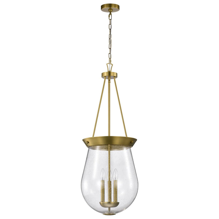 Pendant Nuvo 60-7804 Boliver 3 Light Pendant - 14 Inches - Vintage Brass Finish - Clear Seeded Glass Nuvo