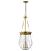 Pendant Nuvo 60-7804 Boliver 3 Light Pendant - 14 Inches - Vintage Brass Finish - Clear Seeded Glass Nuvo