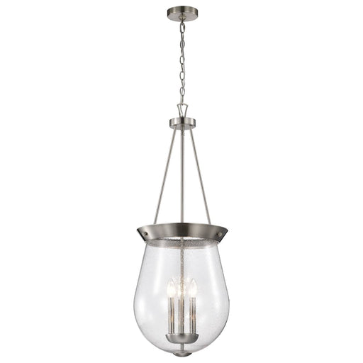 Pendant Nuvo 60-7805 Boliver 3 Light Pendant - 14 Inches - Brushed Nickel Finish - Clear Seeded Glass Nuvo