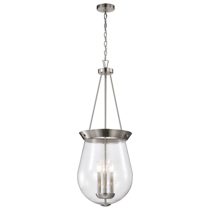Pendant Nuvo 60-7805 Boliver 3 Light Pendant - 14 Inches - Brushed Nickel Finish - Clear Seeded Glass Nuvo