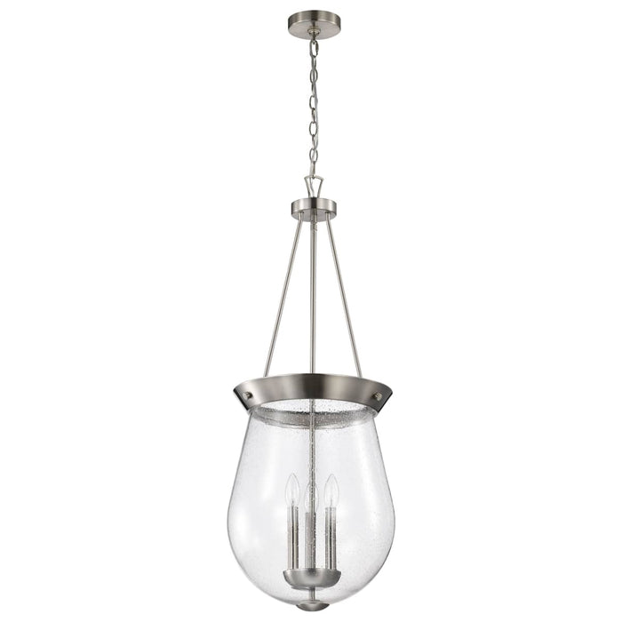 Pendant Nuvo 60-7805 Boliver 3 Light Pendant - 14 Inches - Brushed Nickel Finish - Clear Seeded Glass Nuvo