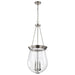 Pendant Nuvo 60-7805 Boliver 3 Light Pendant - 14 Inches - Brushed Nickel Finish - Clear Seeded Glass Nuvo