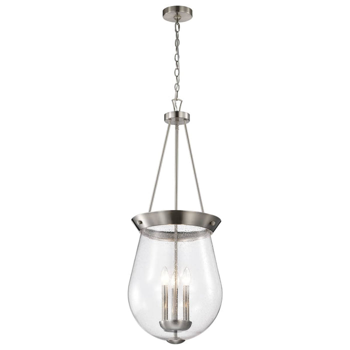 Pendant Nuvo 60-7805 Boliver 3 Light Pendant - 14 Inches - Brushed Nickel Finish - Clear Seeded Glass Nuvo