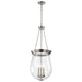 Pendant Nuvo 60-7805 Boliver 3 Light Pendant - 14 Inches - Brushed Nickel Finish - Clear Seeded Glass Nuvo