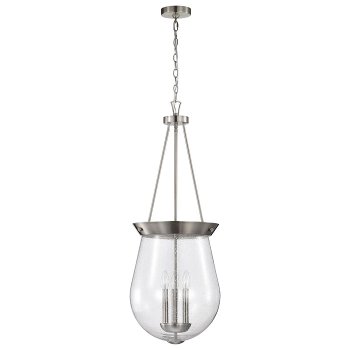 Pendant Nuvo 60-7805 Boliver 3 Light Pendant - 14 Inches - Brushed Nickel Finish - Clear Seeded Glass Nuvo