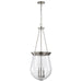 Pendant Nuvo 60-7805 Boliver 3 Light Pendant - 14 Inches - Brushed Nickel Finish - Clear Seeded Glass Nuvo