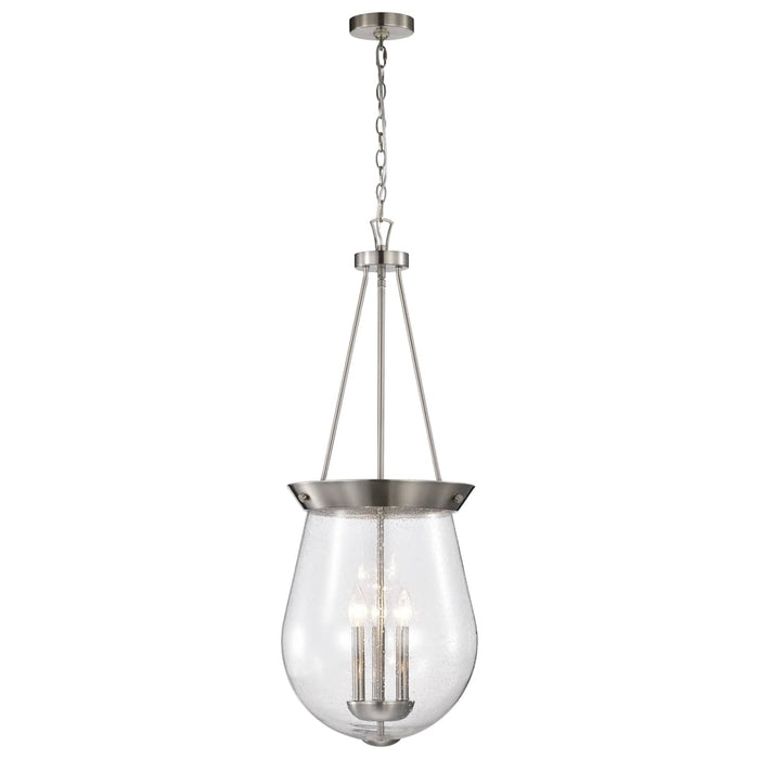 Pendant Nuvo 60-7805 Boliver 3 Light Pendant - 14 Inches - Brushed Nickel Finish - Clear Seeded Glass Nuvo