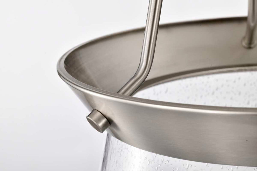 Pendant Nuvo 60-7805 Boliver 3 Light Pendant - 14 Inches - Brushed Nickel Finish - Clear Seeded Glass Nuvo