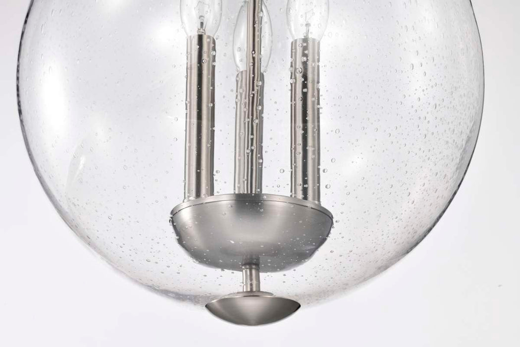 Pendant Nuvo 60-7805 Boliver 3 Light Pendant - 14 Inches - Brushed Nickel Finish - Clear Seeded Glass Nuvo