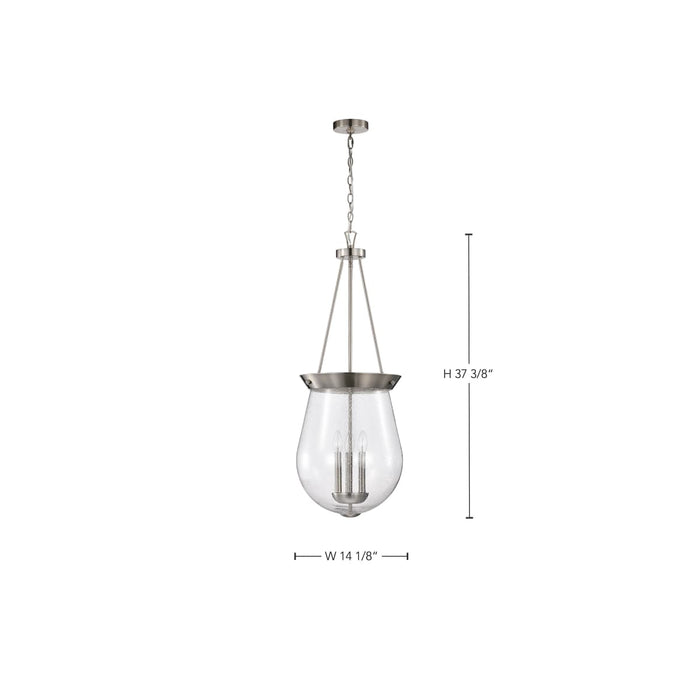 Pendant Nuvo 60-7805 Boliver 3 Light Pendant - 14 Inches - Brushed Nickel Finish - Clear Seeded Glass Nuvo