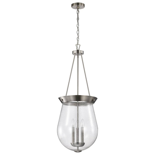Pendant Nuvo 60-7805 Boliver 3 Light Pendant - 14 Inches - Brushed Nickel Finish - Clear Seeded Glass Nuvo
