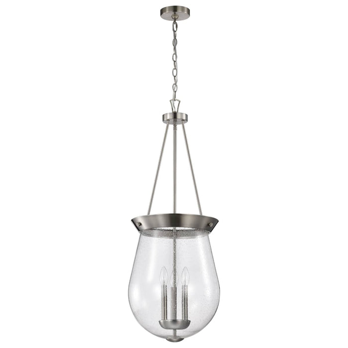 Pendant Nuvo 60-7805 Boliver 3 Light Pendant - 14 Inches - Brushed Nickel Finish - Clear Seeded Glass Nuvo