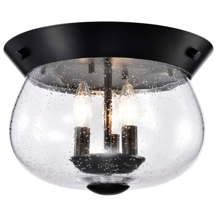 Flush Mount Nuvo 60-7806 Boliver 3 Light Flush Mount - Matte Black Finish - Clear Seeded Glass Nuvo