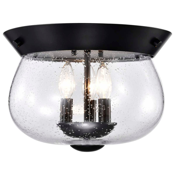 Flush Mount Nuvo 60-7806 Boliver 3 Light Flush Mount - Matte Black Finish - Clear Seeded Glass Nuvo
