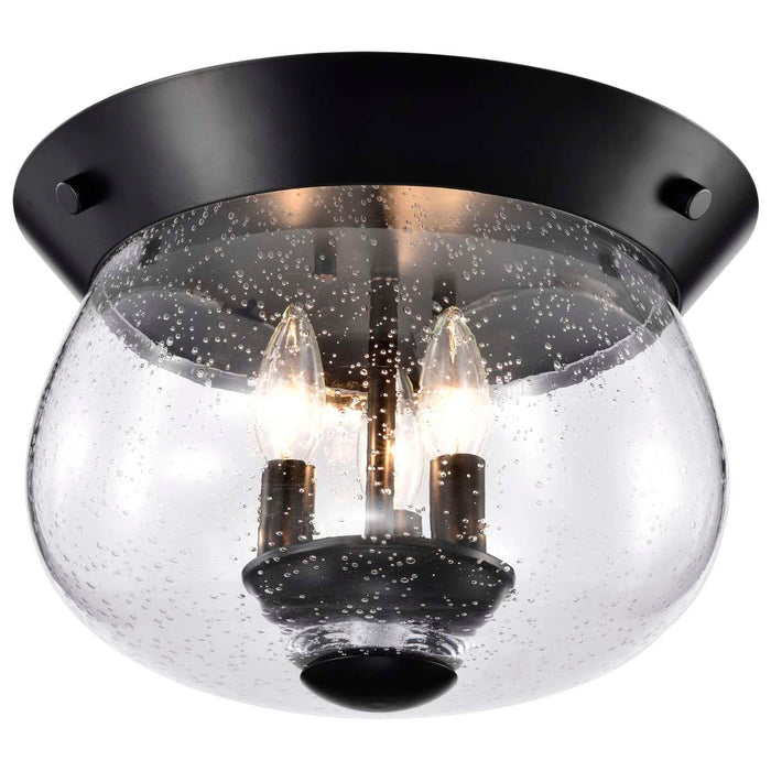 Flush Mount Nuvo 60-7806 Boliver 3 Light Flush Mount - Matte Black Finish - Clear Seeded Glass Nuvo