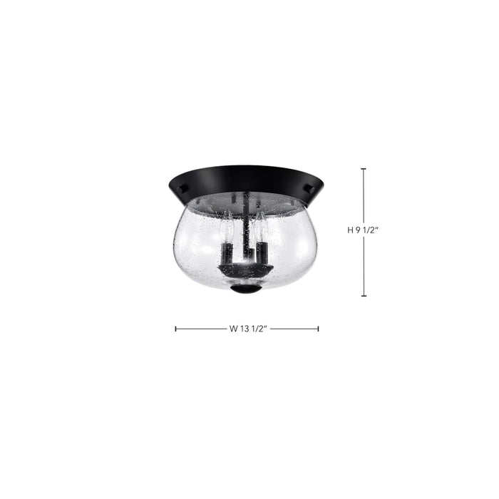 Flush Mount Nuvo 60-7806 Boliver 3 Light Flush Mount - Matte Black Finish - Clear Seeded Glass Nuvo