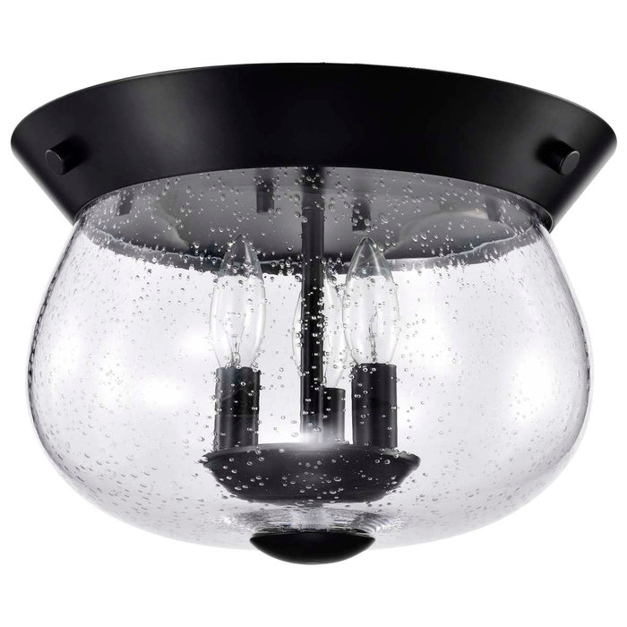 Flush Mount Nuvo 60-7806 Boliver 3 Light Flush Mount - Matte Black Finish - Clear Seeded Glass Nuvo