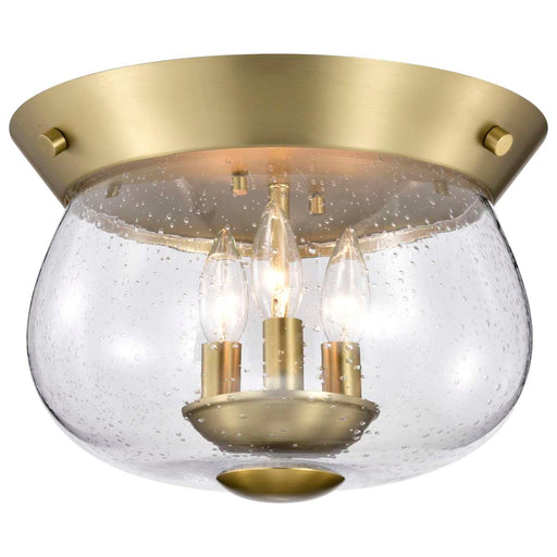 Flush Mount Nuvo 60-7807 Boliver 3 Light Flush Mount - Vintage Brass Finish - Clear Seeded Glass Nuvo