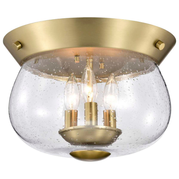 Flush Mount Nuvo 60-7807 Boliver 3 Light Flush Mount - Vintage Brass Finish - Clear Seeded Glass Nuvo