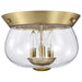 Flush Mount Nuvo 60-7807 Boliver 3 Light Flush Mount - Vintage Brass Finish - Clear Seeded Glass Nuvo