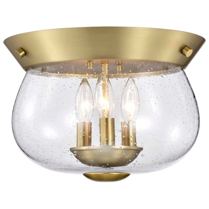 Flush Mount Nuvo 60-7807 Boliver 3 Light Flush Mount - Vintage Brass Finish - Clear Seeded Glass Nuvo