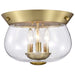Flush Mount Nuvo 60-7807 Boliver 3 Light Flush Mount - Vintage Brass Finish - Clear Seeded Glass Nuvo