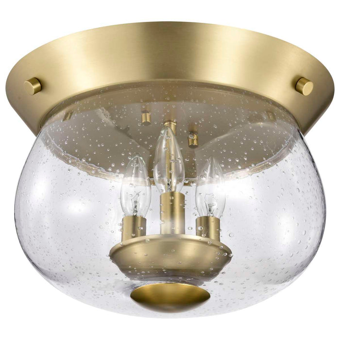 Flush Mount Nuvo 60-7807 Boliver 3 Light Flush Mount - Vintage Brass Finish - Clear Seeded Glass Nuvo