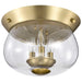 Flush Mount Nuvo 60-7807 Boliver 3 Light Flush Mount - Vintage Brass Finish - Clear Seeded Glass Nuvo
