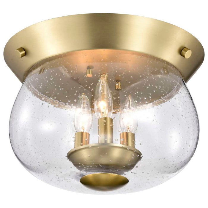 Flush Mount Nuvo 60-7807 Boliver 3 Light Flush Mount - Vintage Brass Finish - Clear Seeded Glass Nuvo
