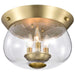 Flush Mount Nuvo 60-7807 Boliver 3 Light Flush Mount - Vintage Brass Finish - Clear Seeded Glass Nuvo
