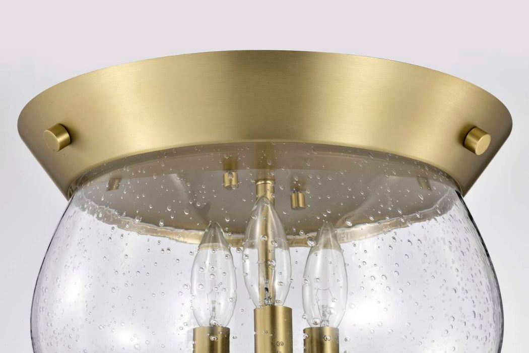 Flush Mount Nuvo 60-7807 Boliver 3 Light Flush Mount - Vintage Brass Finish - Clear Seeded Glass Nuvo