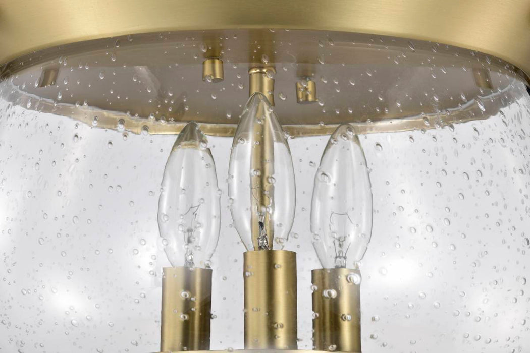 Flush Mount Nuvo 60-7807 Boliver 3 Light Flush Mount - Vintage Brass Finish - Clear Seeded Glass Nuvo