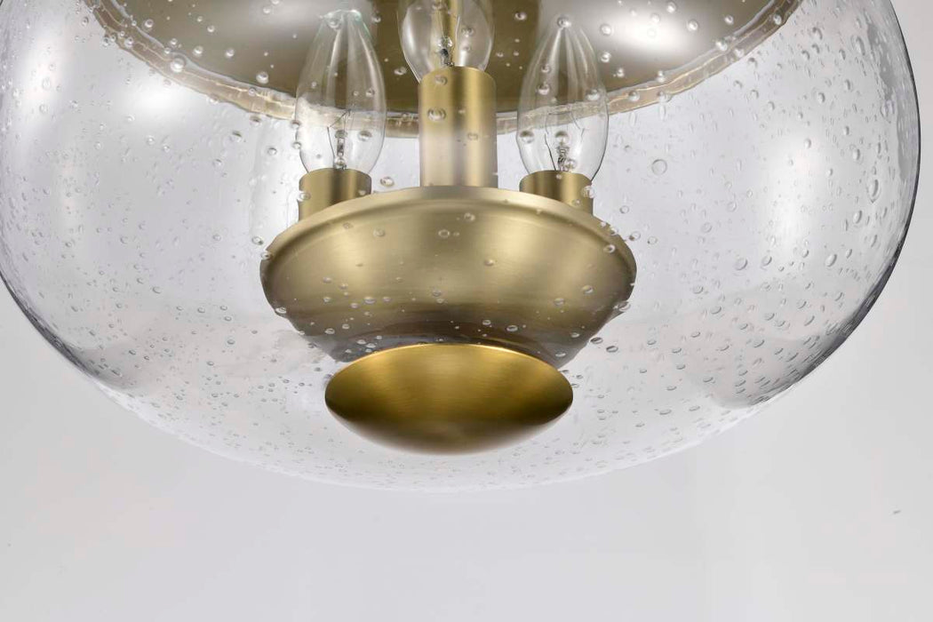 Flush Mount Nuvo 60-7807 Boliver 3 Light Flush Mount - Vintage Brass Finish - Clear Seeded Glass Nuvo