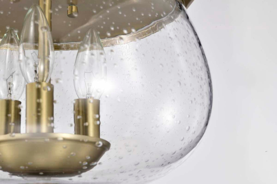 Flush Mount Nuvo 60-7807 Boliver 3 Light Flush Mount - Vintage Brass Finish - Clear Seeded Glass Nuvo
