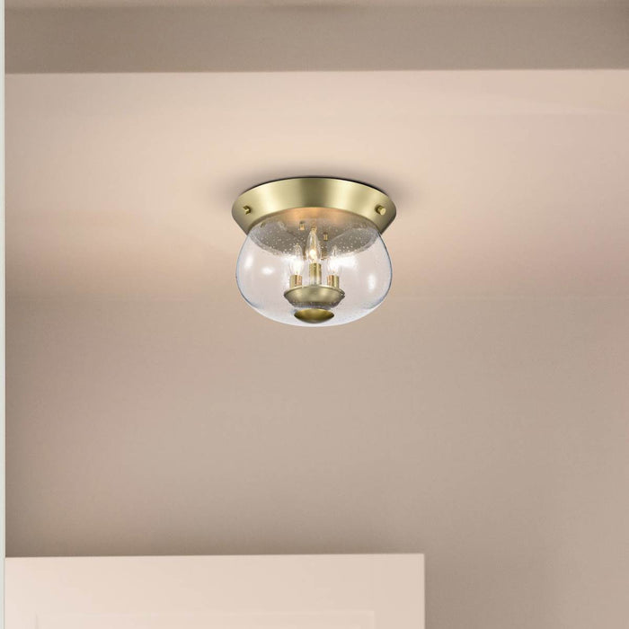 Flush Mount Nuvo 60-7807 Boliver 3 Light Flush Mount - Vintage Brass Finish - Clear Seeded Glass Nuvo