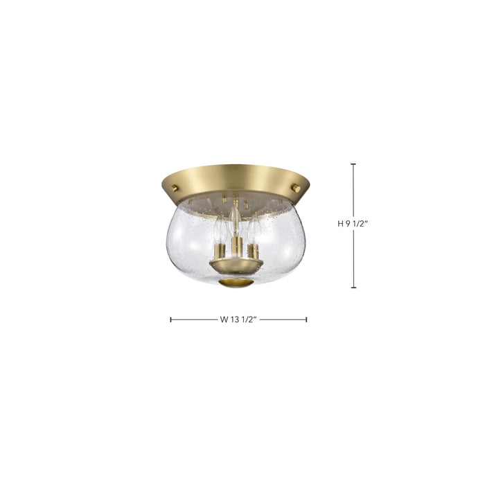 Flush Mount Nuvo 60-7807 Boliver 3 Light Flush Mount - Vintage Brass Finish - Clear Seeded Glass Nuvo