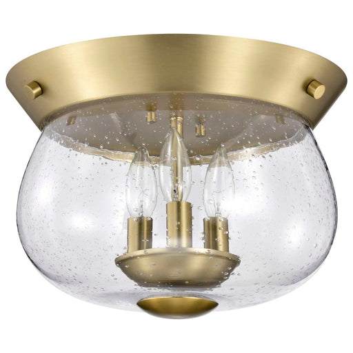 Flush Mount Nuvo 60-7807 Boliver 3 Light Flush Mount - Vintage Brass Finish - Clear Seeded Glass Nuvo