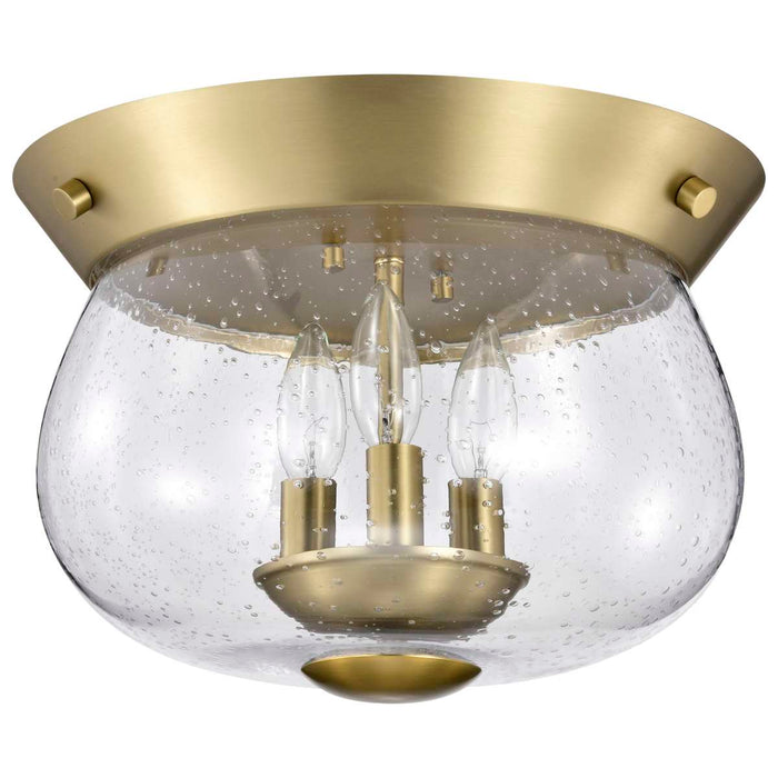 Flush Mount Nuvo 60-7807 Boliver 3 Light Flush Mount - Vintage Brass Finish - Clear Seeded Glass Nuvo