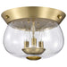 Flush Mount Nuvo 60-7807 Boliver 3 Light Flush Mount - Vintage Brass Finish - Clear Seeded Glass Nuvo