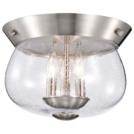Flush Mount Nuvo 60-7808 Boliver 3 Light Flush Mount - Brushed Nickel Finish - Clear Seeded Glass Nuvo