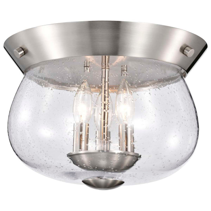 Flush Mount Nuvo 60-7808 Boliver 3 Light Flush Mount - Brushed Nickel Finish - Clear Seeded Glass Nuvo