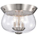 Flush Mount Nuvo 60-7808 Boliver 3 Light Flush Mount - Brushed Nickel Finish - Clear Seeded Glass Nuvo