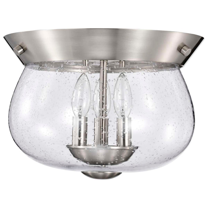 Flush Mount Nuvo 60-7808 Boliver 3 Light Flush Mount - Brushed Nickel Finish - Clear Seeded Glass Nuvo