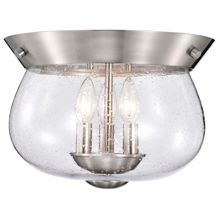 Flush Mount Nuvo 60-7808 Boliver 3 Light Flush Mount - Brushed Nickel Finish - Clear Seeded Glass Nuvo