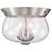 Flush Mount Nuvo 60-7808 Boliver 3 Light Flush Mount - Brushed Nickel Finish - Clear Seeded Glass Nuvo