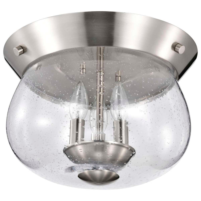 Flush Mount Nuvo 60-7808 Boliver 3 Light Flush Mount - Brushed Nickel Finish - Clear Seeded Glass Nuvo